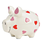 Spardose Schwein (mittel) 10041999 , "rot/rosa Herzen ~Aufdruck|ohne|#~"